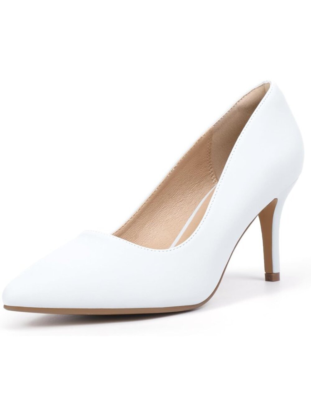 Women's White High Heels Pumps Stiletto Pointed Toe Dress Wedding Trendy Shoes
